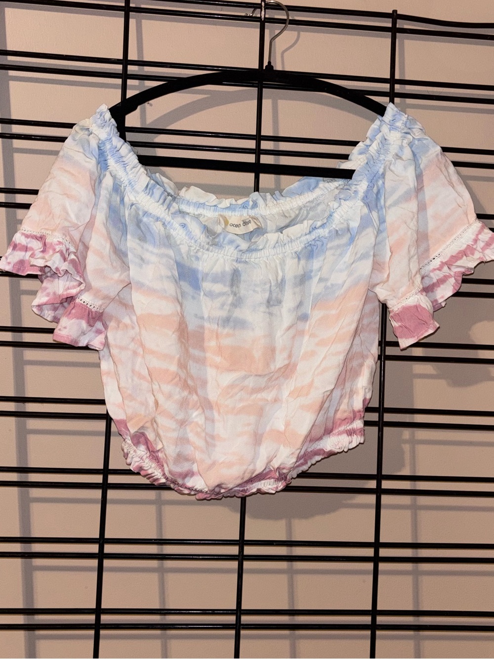 Ocean Drive Pastel Stripe Off-Shoulder Crop Top